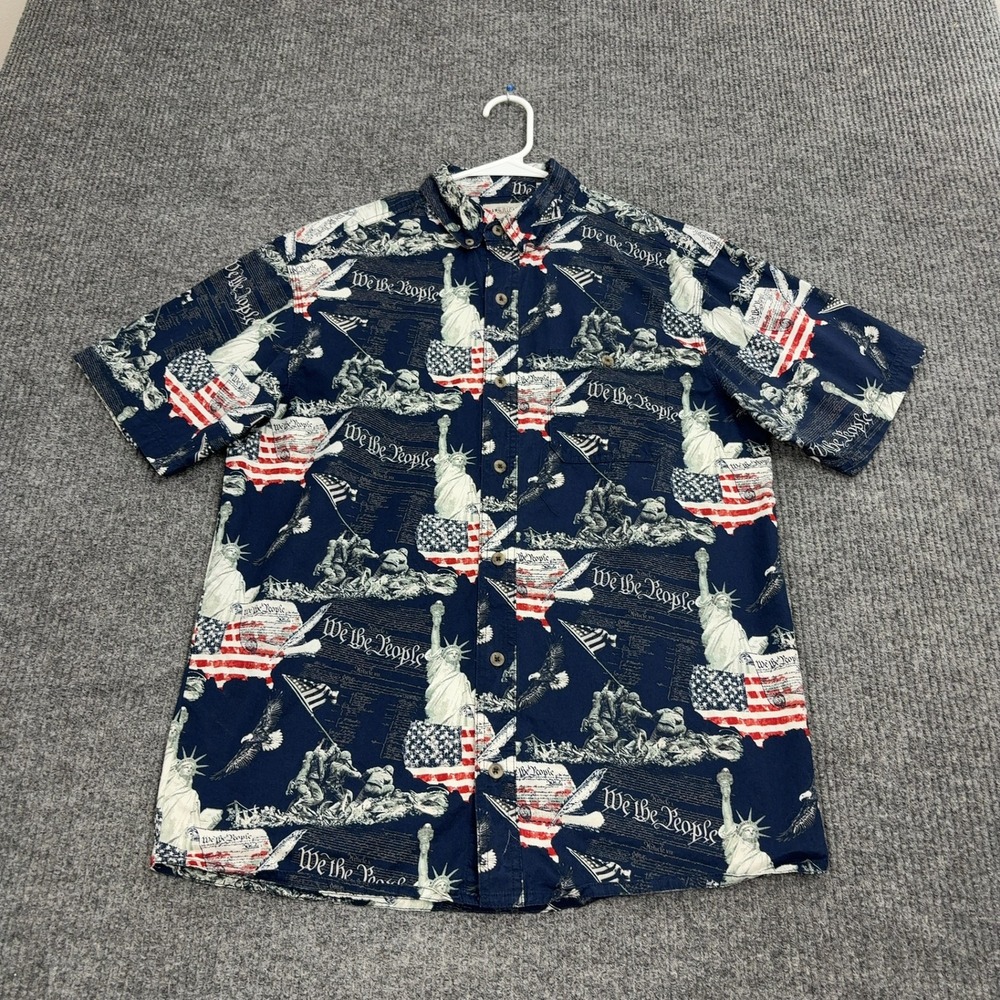 American Legacy Shirt Mens M Blue Cotton Patriotic We The People USA Button Down